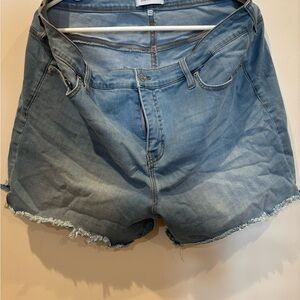 Crown & Ivy Denim Blue Frayed Shorts